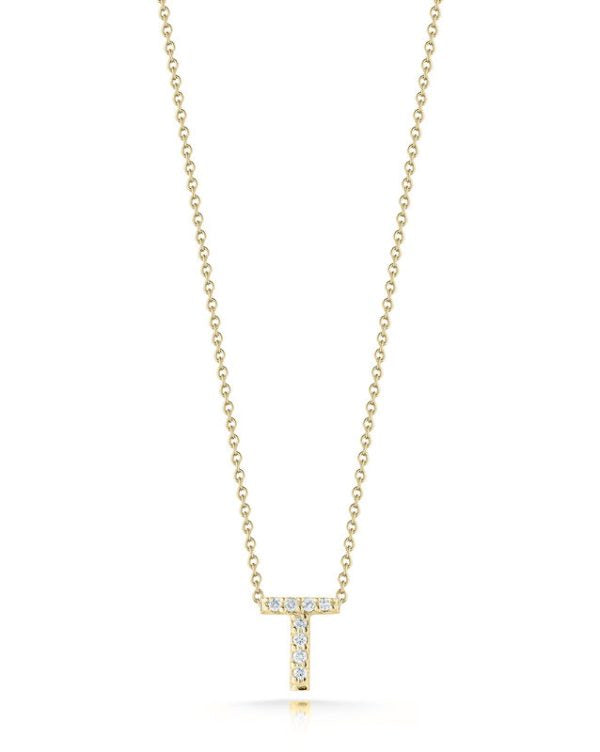 18K YELLOW GOLD TINY TREASURES DIAMOND LOVE LETTER “T” NECKLACE