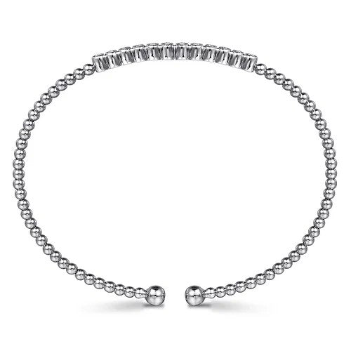 14K White Gold Bujukan Bead Diamond Bangle