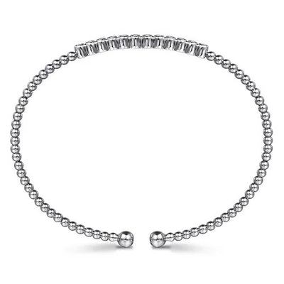 14K White Gold Bujukan Bead Diamond Bangle