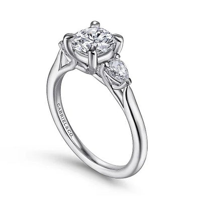 Sunday - 14K White Gold Round 3 Stone Diamond Engagement Ring (Setting Only)