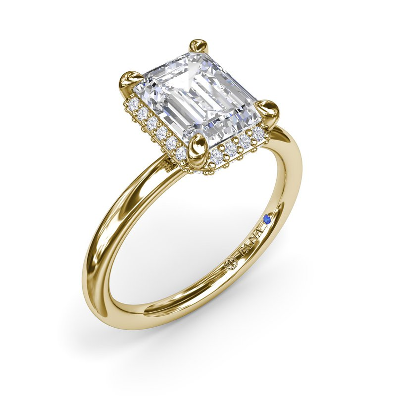 Emerald Cut Halo Diamond Engagement Ring