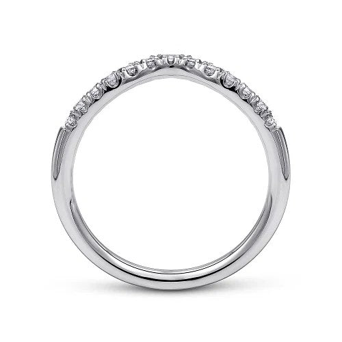 Chambery - Curved 14K White Gold French Pave Diamond Wedding Band - 0.25 ct