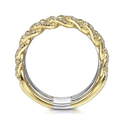 14K White-Yellow Gold Bujukan Diamond Easy Stackable Ring