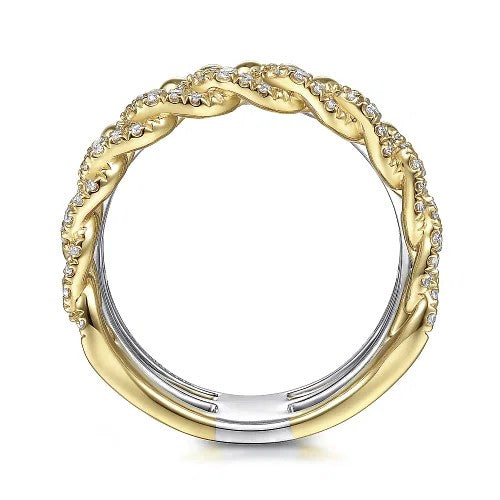 14K White-Yellow Gold Bujukan Diamond Easy Stackable Ring