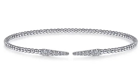 14K White Gold Bujukan Diamond Spikes Split Bangle