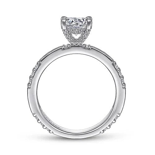 Luca - Art Deco 14K White Gold Round Diamond Channel Set Engagement Ring(Setting Only)