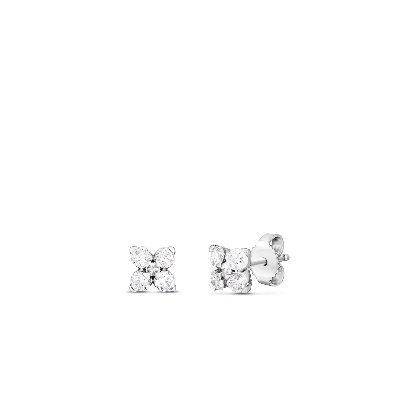 18K WHITE GOLD LOVE IN VERONA SMALL FLOWER DIAMOND STUD EARRINGS