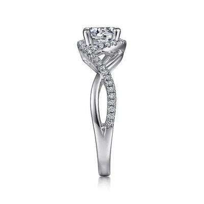 14K White Gold Round Halo Diamond Engagement Ring