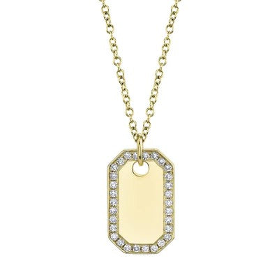 0.40CT DIAMOND DOG TAG NECKLACE