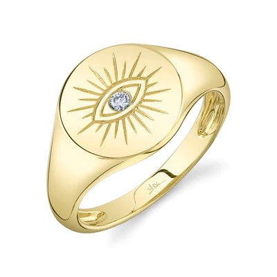 0.03CT DIAMOND EYE SIGNET RING