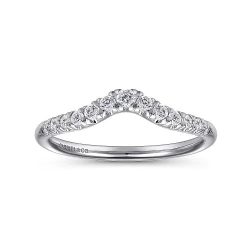 Chambery - Curved 14K White Gold French Pave Diamond Wedding Band - 0.25 ct