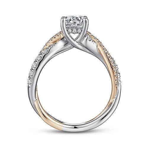 Sandrine - 14K White-Rose Gold Round Diamond Twisted Engagement Ring (Setting Only)