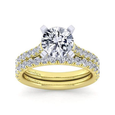 14K White-Yellow Gold Round Diamond Engagement Ring