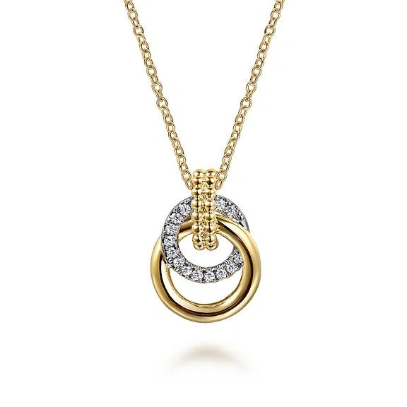 14K White & Yellow Gold Bujukan Diamond Pendant Necklace