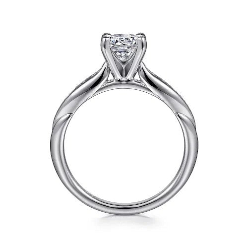 Quinn - 14K White Gold Round Diamond Channel Set Engagement Ring (Setting only, center stone not included)