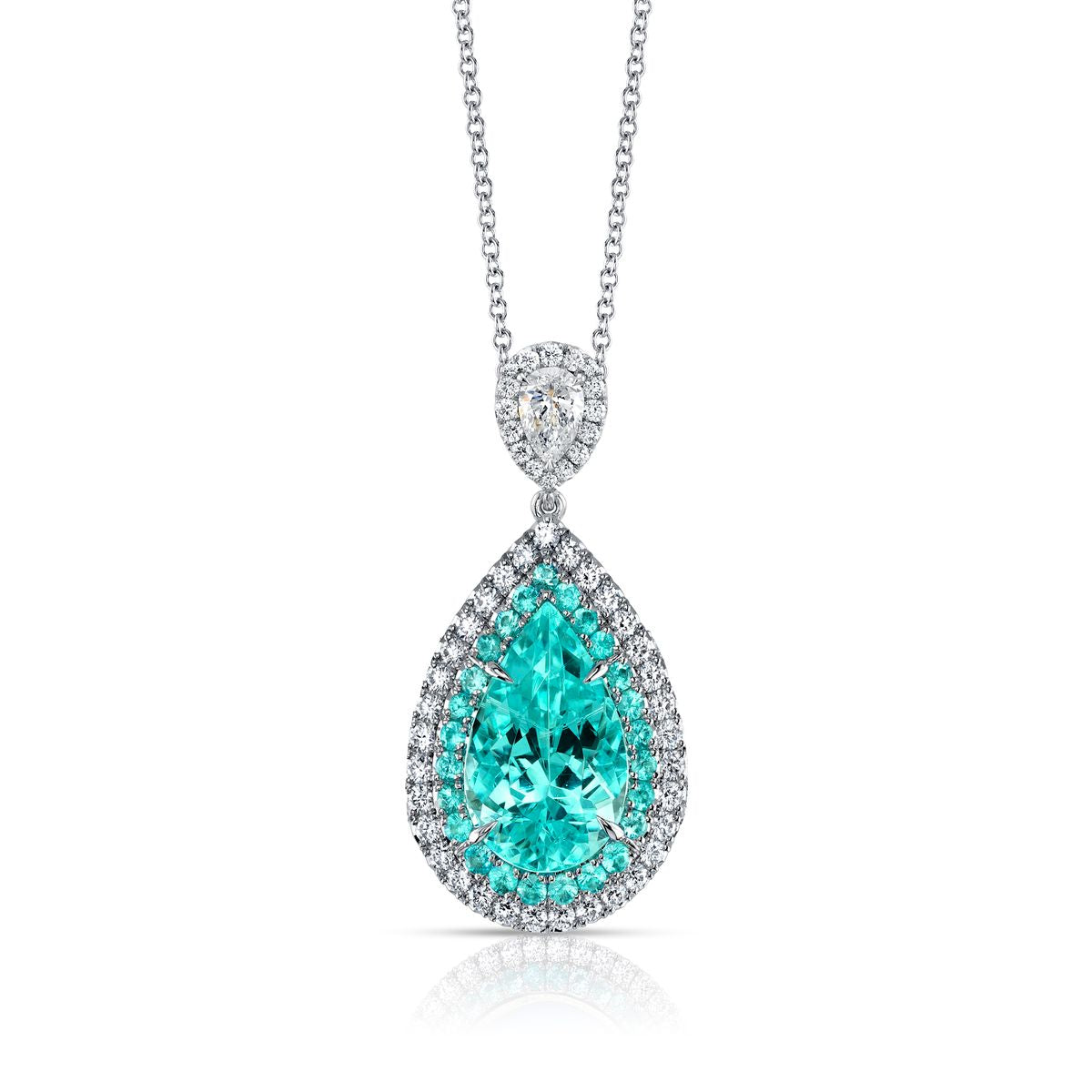 Paraiba Tourmaline and Diamond Pendant in Platinum