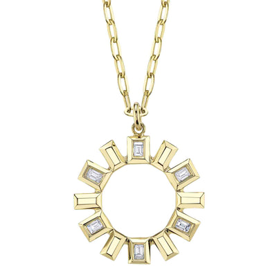 0.21CT DIAMOND BAGUETTE BEZEL GEO CUT PAPER CLIP LINK NECKLACE