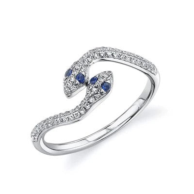 0.24CT DIAMOND & 0.06CT BLUE SAPPHIRE SNAKE RING