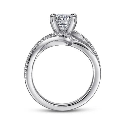 14K White Gold Round Bypass Diamond Engagement Ring