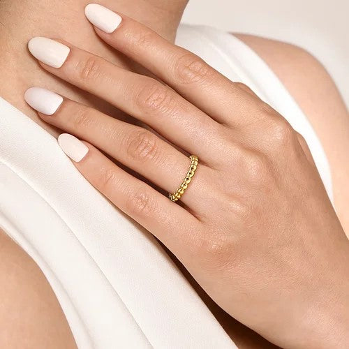 14K Yellow Gold Bujukan Bead Stackable Ring