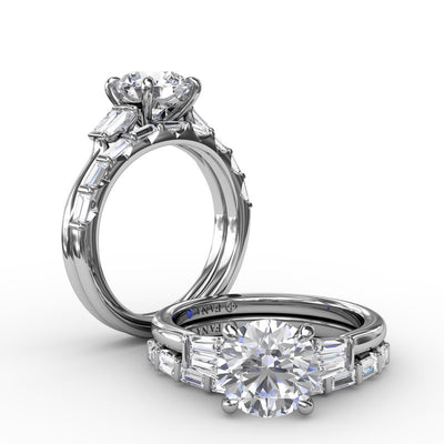 Double Baguette Diamond Engagement Ring