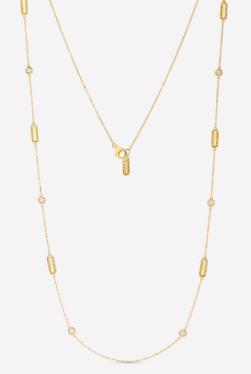 18k Yellow Gold & Diamond Station Necklace