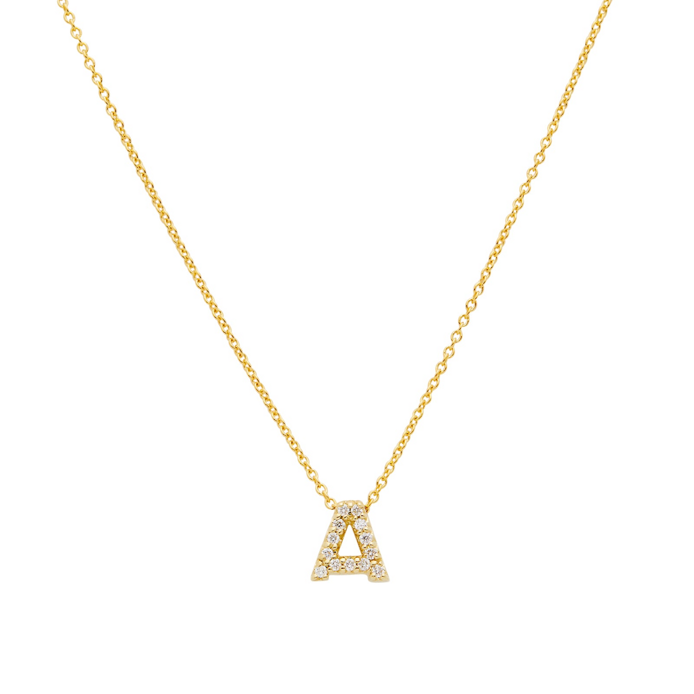 18K Yellow Gold 0.06cttw Diamond Love Letter A Necklace