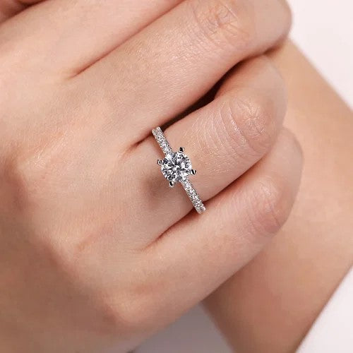 Logan - 14K White Gold Round Diamond Engagement Ring