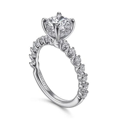 Zelmira - 14K White Gold Round Diamond Engagement Ring (Setting Only)