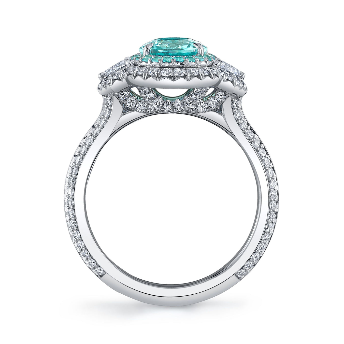 Platinum Oval Paraiba Tourmaline & Diamond Ring