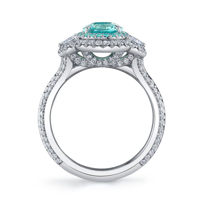 Platinum Oval Paraiba Tourmaline & Diamond Ring