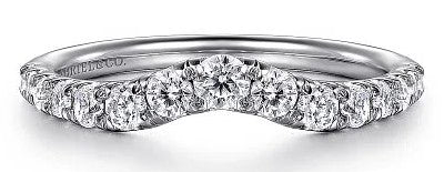 Chambery - Curved 14K White Gold French Pave Diamond Wedding Band - 0.5 ct