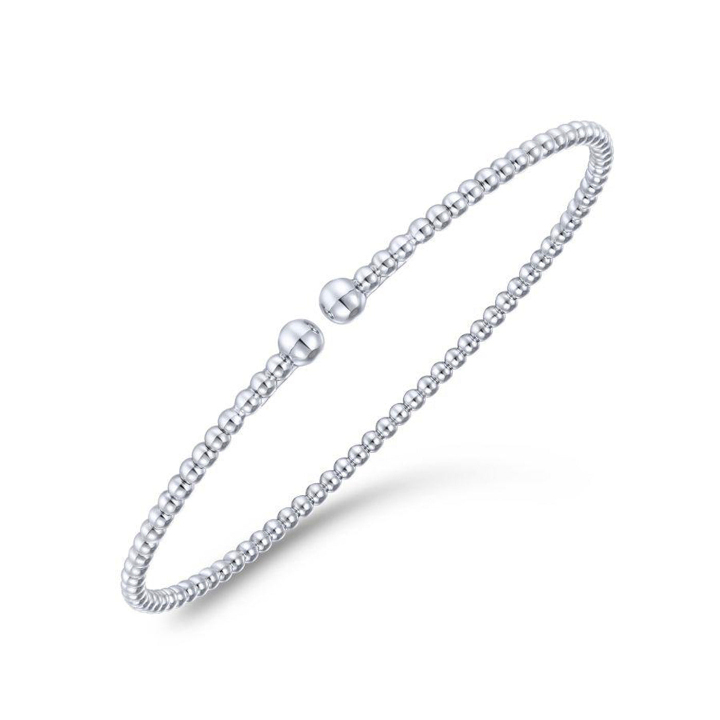 Split 14K White Gold Beaded Bujukan Bangle