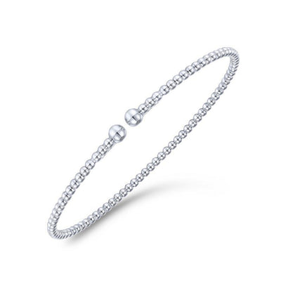 Split 14K White Gold Beaded Bujukan Bangle