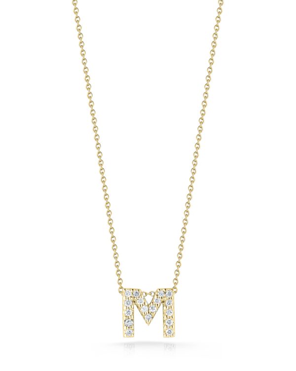 18K YELLOW GOLD TINY TREASURES DIAMOND LOVE LETTER “M” NECKLACE