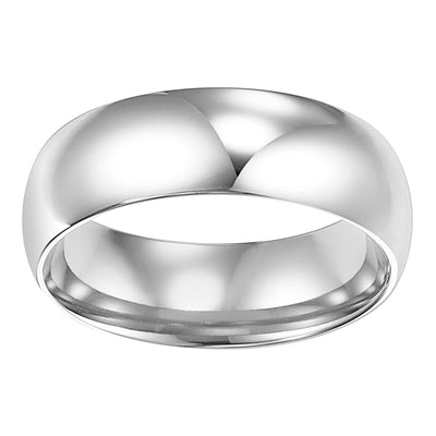 White Gold 7mm Comfort Fit Men's Wedding Band