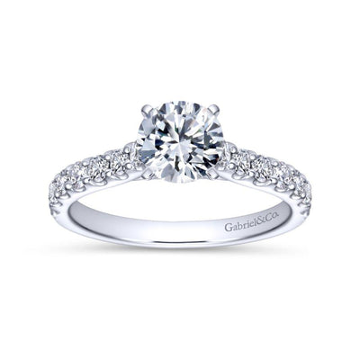 14K White Gold Round Diamond Engagement Ring