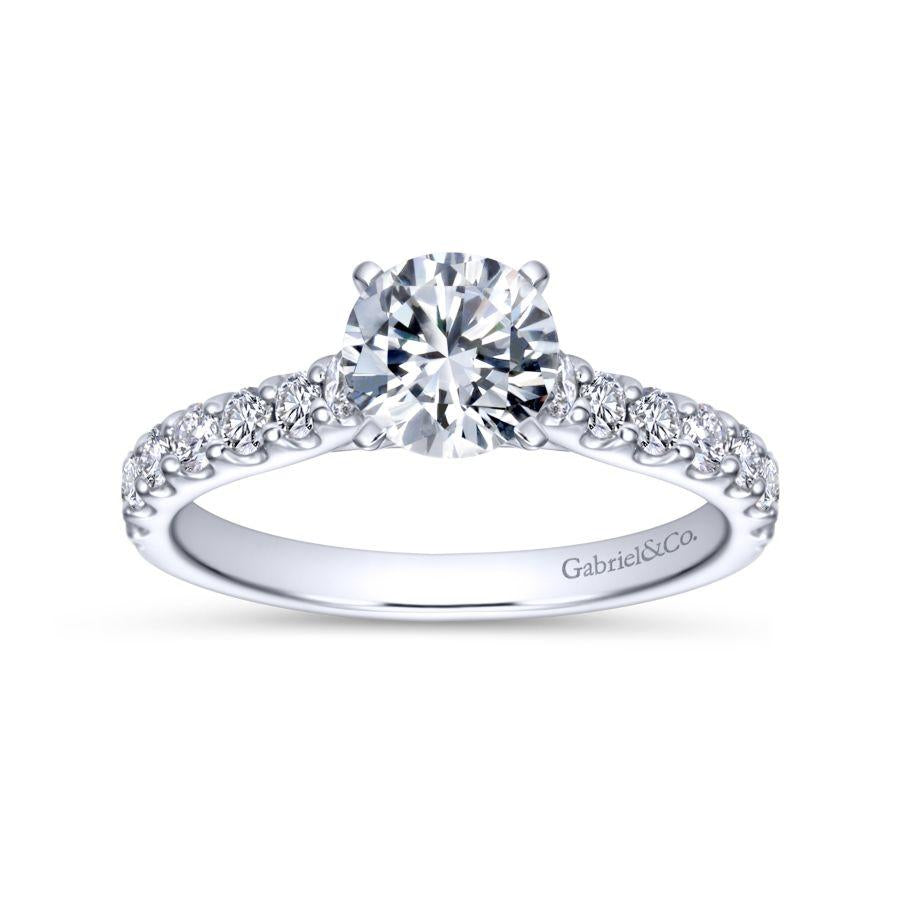 14K White Gold Round Diamond Engagement Ring