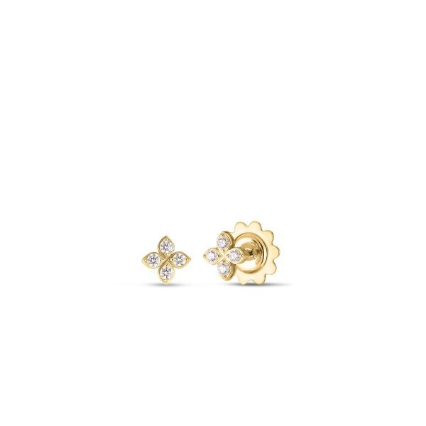 18K YELLOW GOLD LOVE IN VERONA SMALL PAVE DIAMOND FLOWER STUD EARRINGS