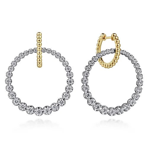 14kt Circle Huggie Diamond Earrings