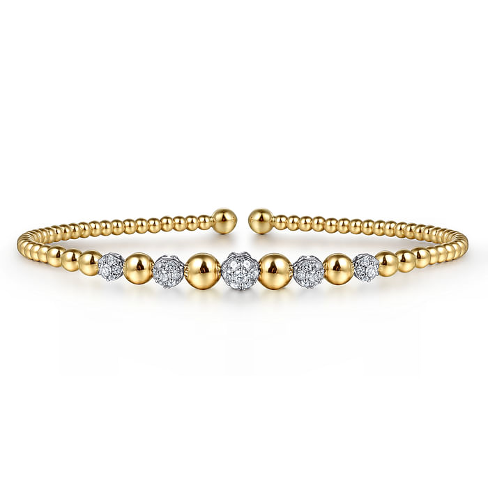 14K Yellow-White Gold Bujukan Diamond Stations Bangle