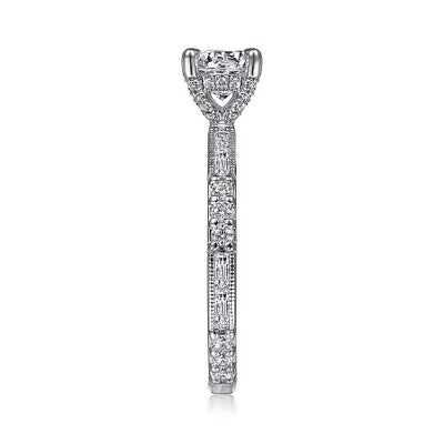 Luca - Art Deco 14K White Gold Round Diamond Channel Set Engagement Ring(Setting Only)