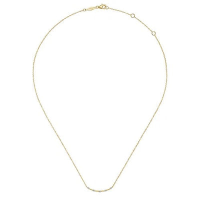 14K Yellow Gold Diamond Stations Bar Necklace