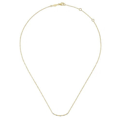 14K Yellow Gold Diamond Stations Bar Necklace