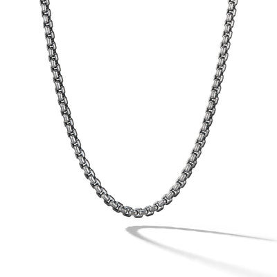 Box Chain Necklace in Darkened Stainless Steel\, 4mm