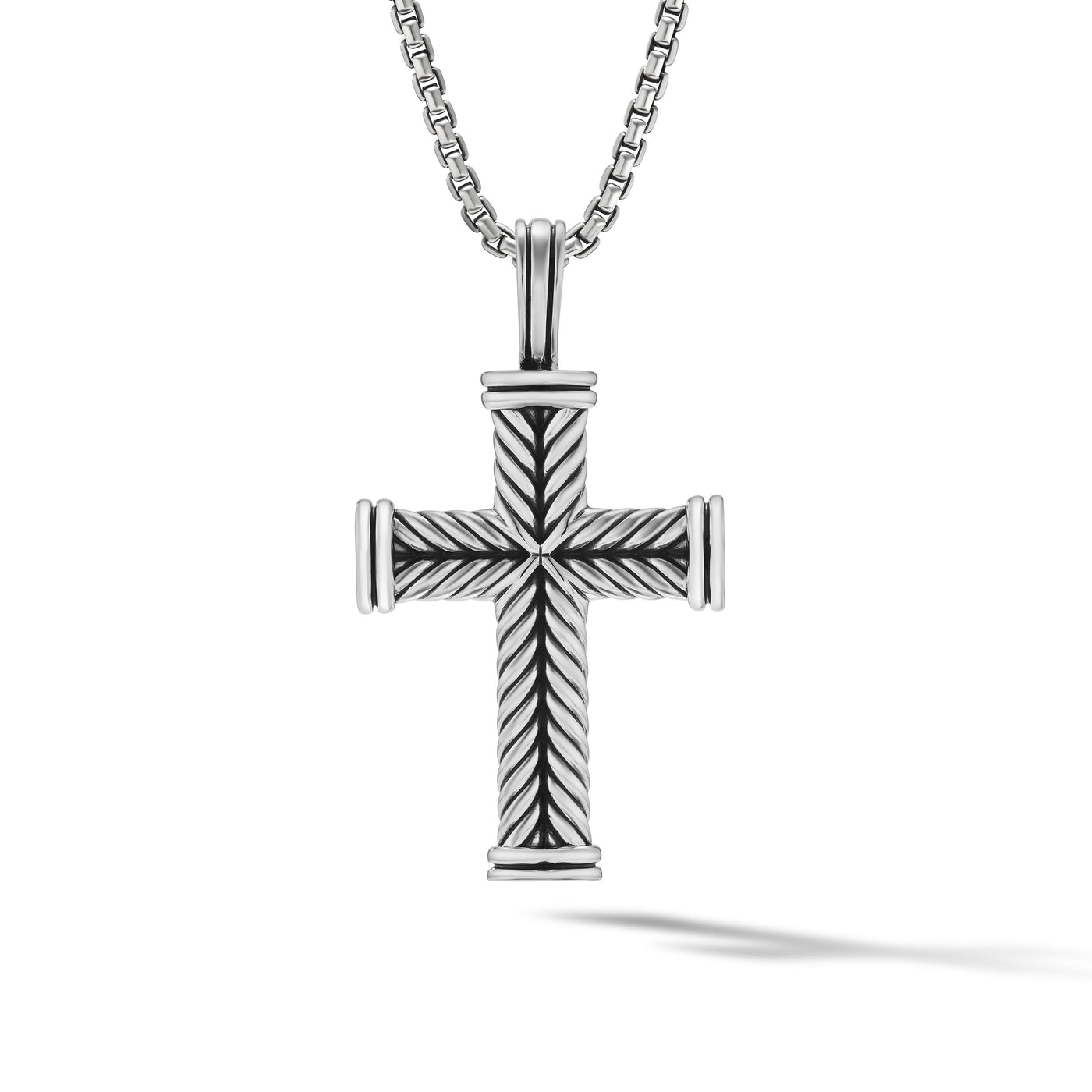 Chevron Cross Pendant in Sterling Silver, 33.5mm